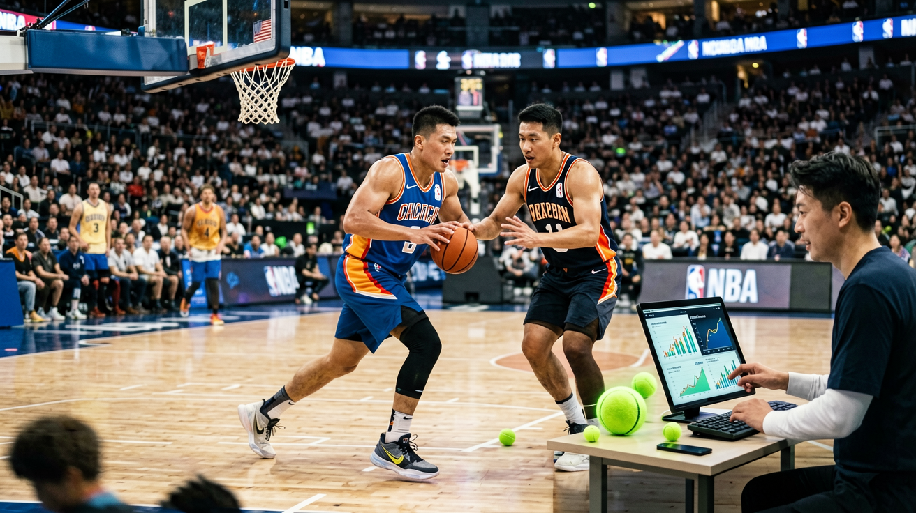 篮球赛场激烈对抗瞬间